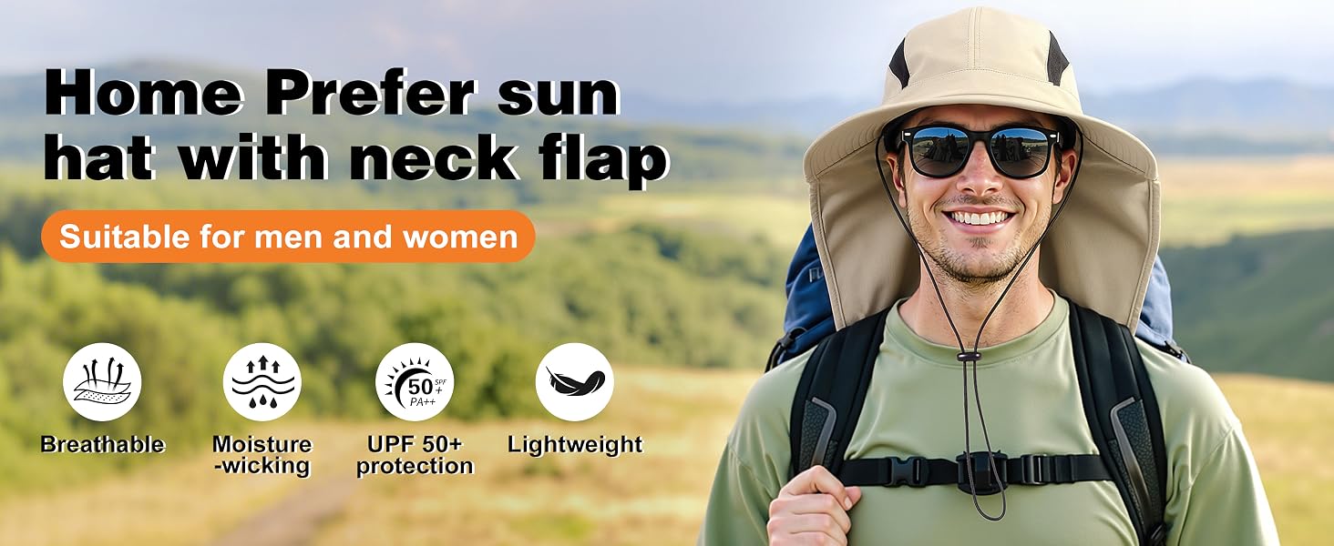 mens sun hat with neck flap upf50