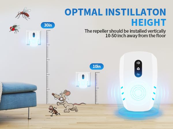 The repeller should be installed vertically10-50 inch away from the floor