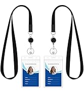 Giancomics Black Lanyards for Id Badges, Lanyards with Retractable Reel, Waterproof ID Badge Hold...