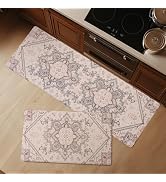 FRESHMINT Anti Fatigue Kitchen Mats Set 2 PCS, Waterproof & Non-Skid Boho Kitchen Rugs, Cushioned...