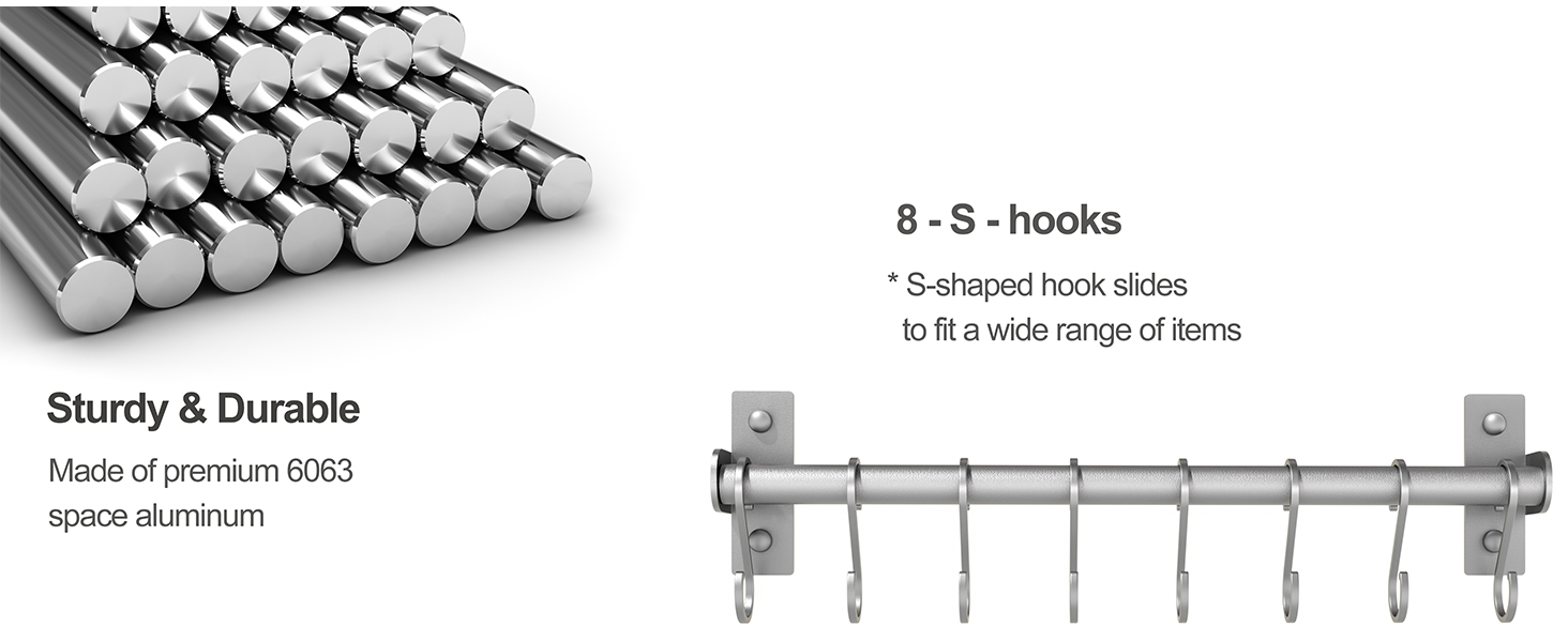 The utensil rack is made of premium 6063 space aluminum