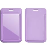 Larpur Pack of 2 Sliding ID Badge Holders Hard Plastic Vertical Card Cases with Clear ID Window f...