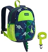 mommore Toddler Backpack, Kids Backpack with Leash, Dinosaur Backpack for Boys 2-4, Cute 3D Carto...