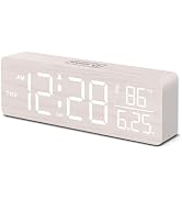 DreamSky Wooden Digital Alarm Clocks for Bedrooms – Large Display Desk Clock with Date & Day of W...