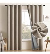 CUCRAF Full Blackout Window Curtains 84 inches Long,Faux Linen Look Thermal Insulated Grommet Dra...