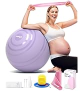 nonogo Birthing Ball for Pregnancy with Resistance Bands- Exercise Ball for Working Out, Yoga, Ph...