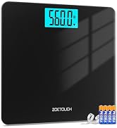 ZOETOUCH Scale for Body Weight 560lbs Digital High Capacity Bathroom Weighing Bath Scale for Heav...