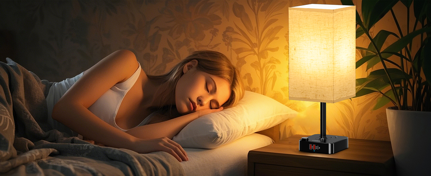 Multi Color Desk Table Lamp with 2 AC Outlets