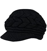 Andiker Winter Knit Hat for Women, Slouchy Beanies Cap with Brim, Warm Fleece Lined Women Thick Hat