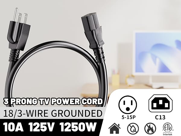 3 prong tv power cord