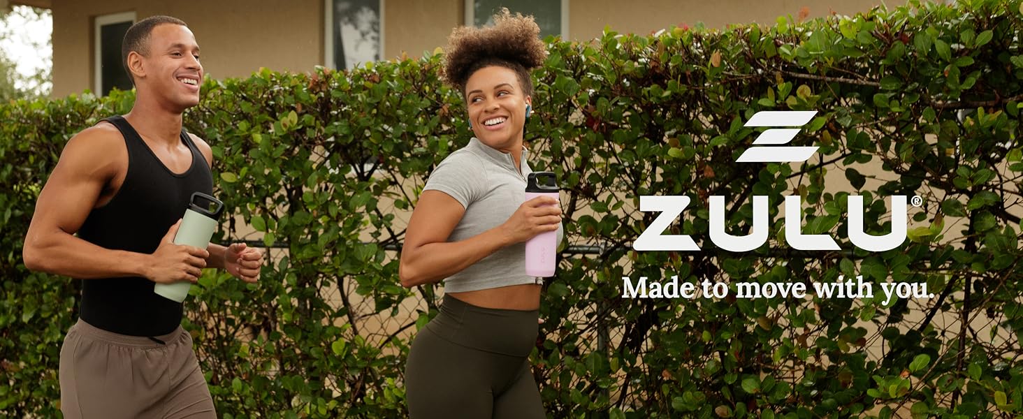 zulu base stainless steel water bottle with 3 lid options