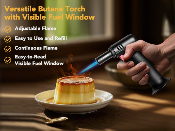 Versatile Butane Torch with Visible Fuel Window