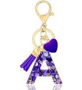 ANHBKAR Initial Keychains for Women with Cute Heart Resin - Alphabet Letter Keychain for Bag, Bac...