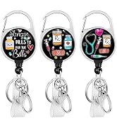 3 Pcs Pharmacist Badge Reel Retractable Heavy Duty with 360° Swivel Carabiner Clip, Cute Pharmacy...