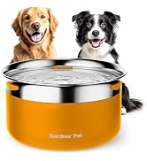 Gardner Pet Dog Bowls 1 Gallon (3.85L) Stainless Steel No Spill Dog Water Bowl, Slow Water Feeder...