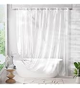 AmazerBath Hookless Shower Curtain Liner, No Hook Silky Soft Clear Heavy Duty Shower Curtain and ...