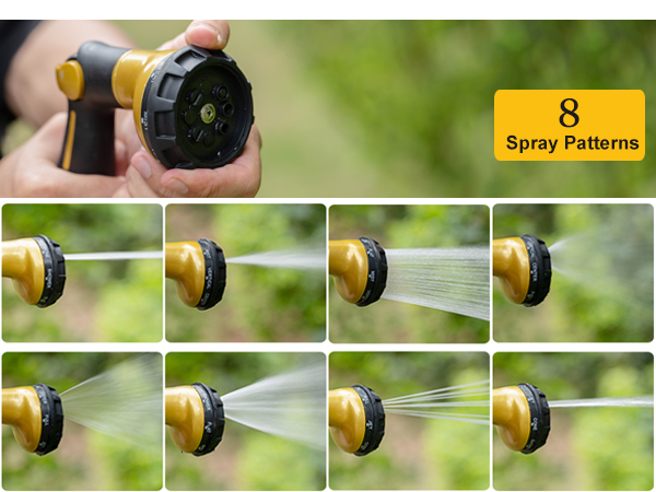 Metal Thumb Control Heavy Duty Multi-Purpose 7-in-1 Spray Garden Nozzle