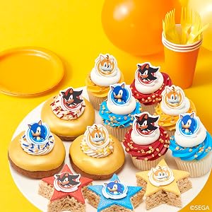 Sonic Cupcake Rings on cupcakes, donuts, and cakes