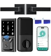 IBLOG Smart Deadbolt Lock with 2 Lever Handles, Keyless Entry Door Lock Set, Fingerprint, Touchsc...