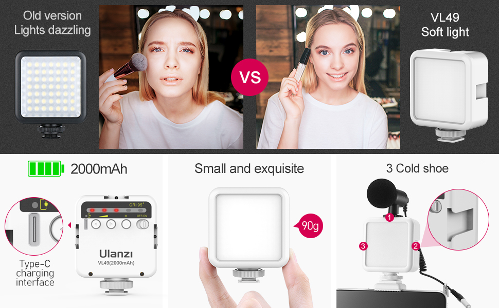 49 camera led video light with 2000mAh battery
