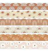 Whaline 82Ft Modern Boho Bulletin Board Borders 6 Designs 72 Pcs Self-Adhesive Retro Floral Daisy...