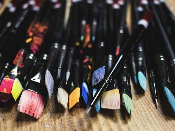 Angelus paint brush set, synthetic brushes, acrylic painting tools, leather painting brushes