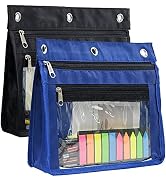 YoeeJob 1inch Expandable Pencil Pouch for 3 Ring Binder, 2 Pack Large Capacity Pencil Pouch with ...