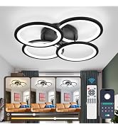 Modern LED 4 Rings Ceiling Lamp with Remote Control&APP, 3500K-6500K Dimmable Light Fixture, 45W ...