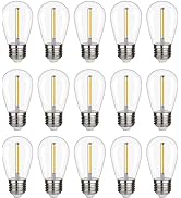 KGC Plastic S14 Replacement LED Edison Bulbs -1W Equivalent to 10W 2200K, No Glass Shatterproof &...