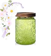 Glass Jar with Airtight Wood Lid – 24 OZ / 700 ML Vintage Storage Canister for Kitchen Pantry Bat...