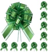 TIMESEEK 10-Pack Emerald Green Pull Bows for Gift Wrapping - 6 Inch Reusable Ribbon Bows, Large I...