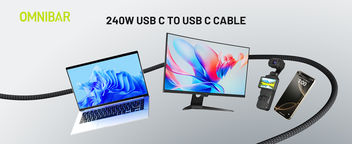 OMNIBAR 240W USB C to USB C Cable