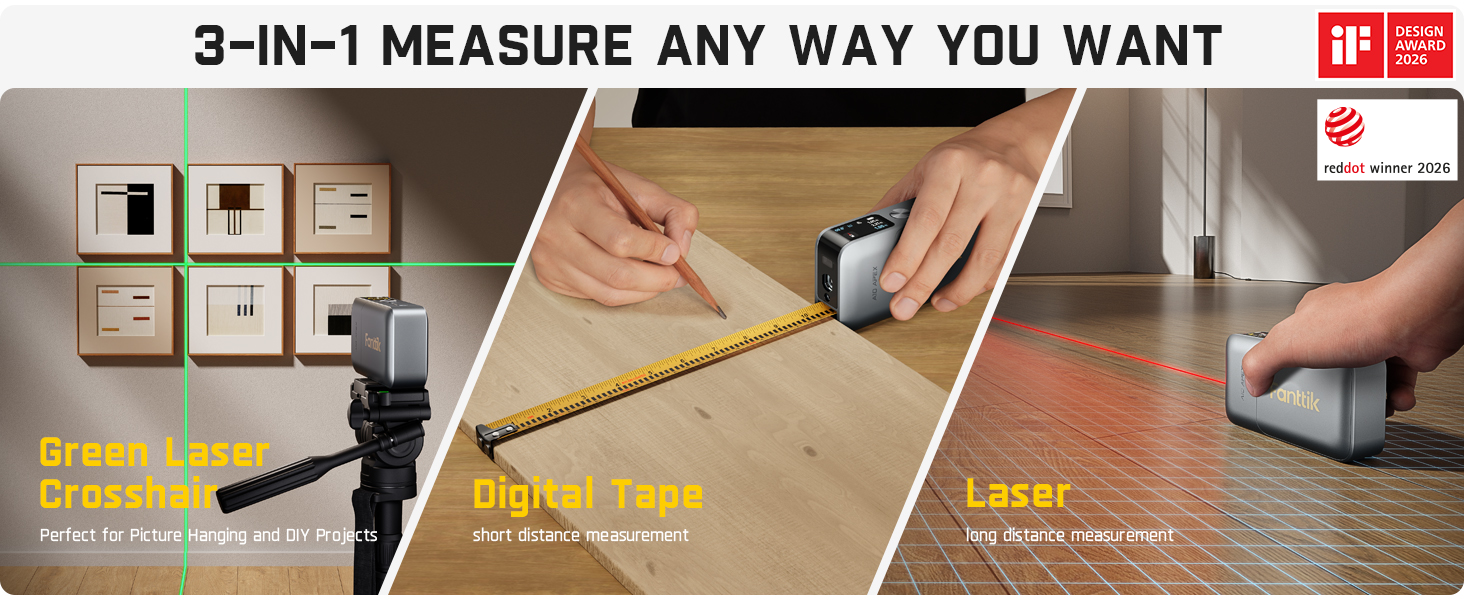 Fanttik A10 APEX 3-in-1 Digital Laser Tape Measure with HD Color Display