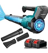 Leaf Blower,GOCHIFIX 580CFM/190MPH Brushless Electric Cordless Leaf Blower with 2PCS Batteries an...