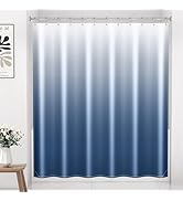 Arotive Shower Curtain for Bathroom, Blue and White Ombre Fabric Shower Curtain Sets with 12 Hook...