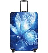 Mystical Moonlight Butterfly Suitcase Cover, Luggage Protector Elastic Fit 18-32 Inch Bags, Uniqu...