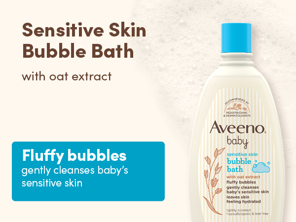 Daily Moisture Sensitive Skin Bubble Bath with oat extract gently cleanses baby's sensitive skin
