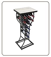 Sorbus Wine Rack Console for Home Bar - Mini Wine Stand with Faux White Marble Table Top - Durabl...