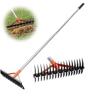 CKLT Thatch Rake for Lawns 18 Sharp Tempered Spring Steel Tines Dethatcher Rake Heavy Duty Dethat...