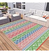 MontVoo Outdoor Rug Carpet Waterproof-Patio Rug Mat 5x8 Reversible RV Camping Rug Picnic Mat Plas...