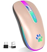 FUWANG Wireless Mouse,Rechargeable LED Wireless Bluetooth Mouse,Portable USB Optical 2.4G Wireles...