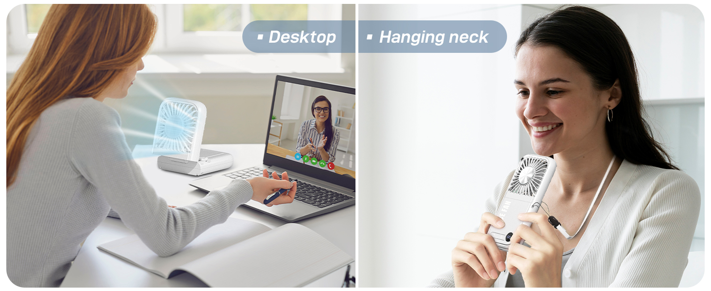 portable fan rechargeable personal fan neck fan usb fan mini handheld fans small desk fan foldable