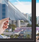 HIDBEA One Way Window Film Non-Adhesive, Daytime Privacy Reflective Mirror Window Tint for Home, ...