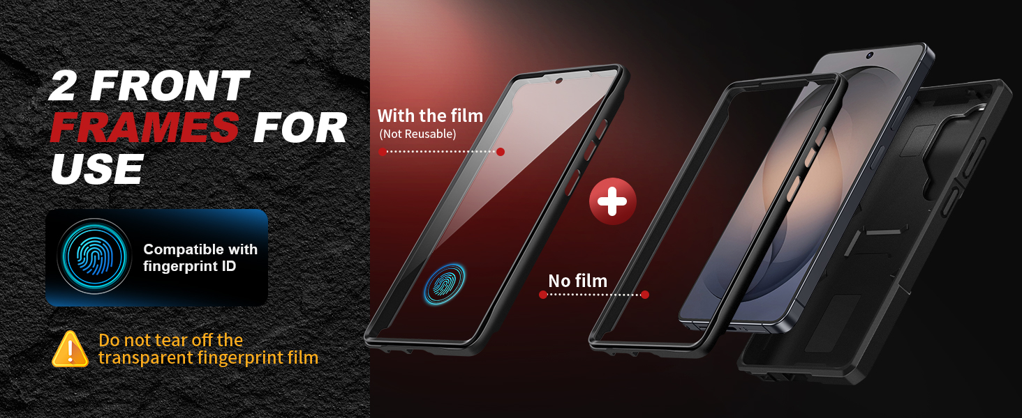 with 2 front frames, 1* with built-in screen protector and 1* without screen protector