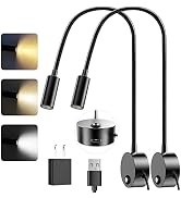 Wall Mounted LED Reading Light with 15" Flexible Gooseneck, Dimmable Book Light for Reading in Be...