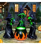NEROSUN 4 PCS Halloween Miniature Witches Cauldron Figurine Table Decoration, Resin Scary Witches...