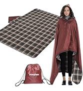 DUKUSEEK Hooded Camping Blanket, Waterproof Windproof Stadium Blankets, Large (79x59) for Outdoor...