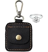CALFOVERA Mini Genuine Leather Ring Pouch Keychain Portable Gym Cowhide Jewelry Storage Bag