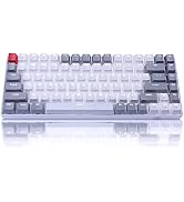 84 Keys Mechanical Gaming Keyboard, Grey&White Mixed Color Keycaps Gaming Keyboard with Red Switc...