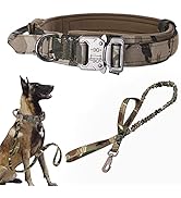 Tactical Dog Collar and Leash Set Tactical Dog Collar with Handle Bungee Leash Adjustable Militar...
